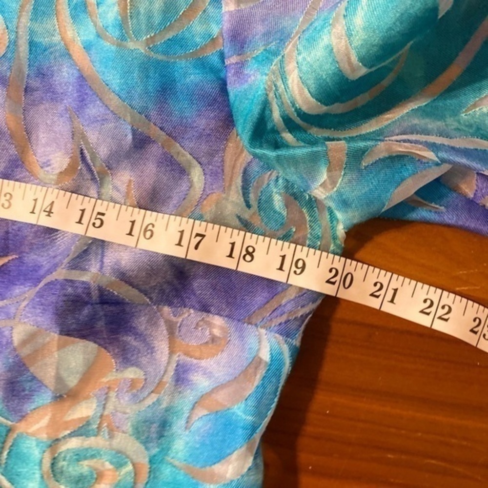 K Studio Collection Vintage 3 Piece Blue tank top w/ skirt and vibrant sheer top - Picture 16 of 17